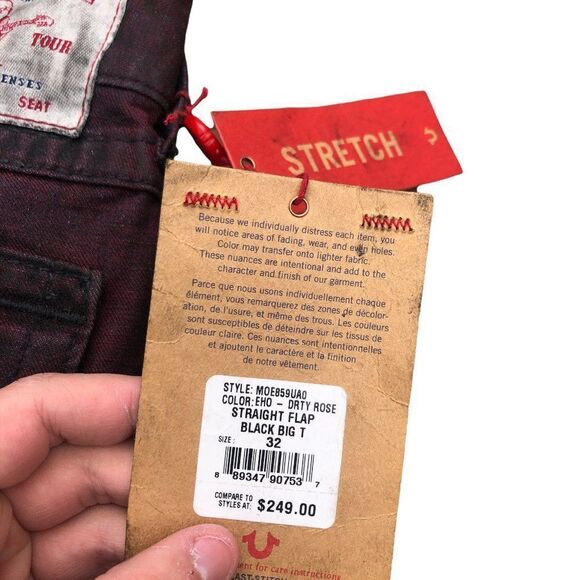 Brand New True Religion Jeans Size 32 STRAIGHT BIG T Red - Picture 9 of 11